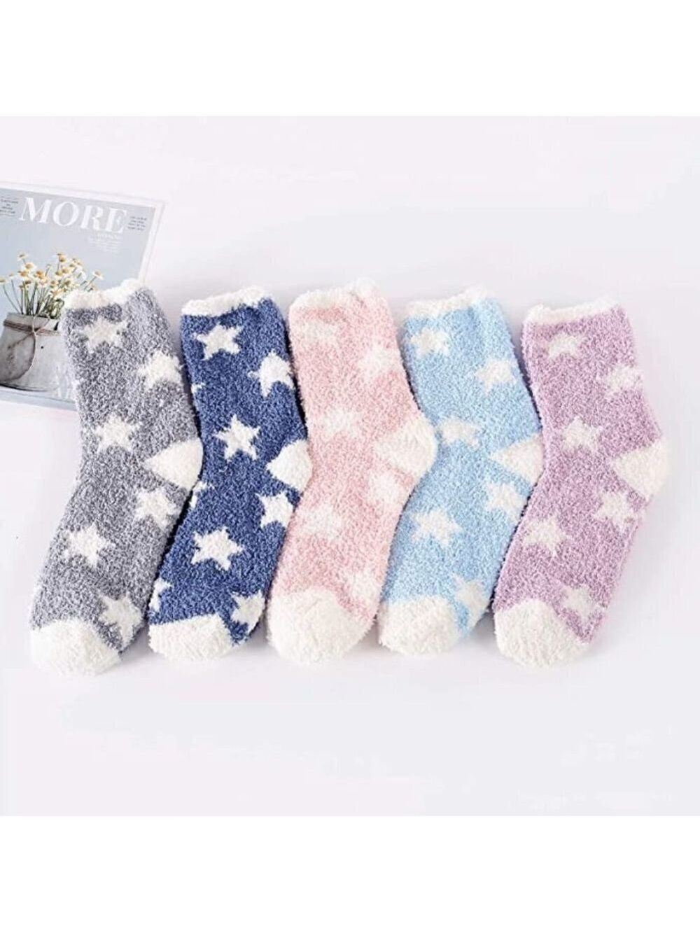 𝅺5 Pairs Luxury Soft Fluffy Fuzzy Socks Warm Winter Fall Thick Cozy Sleep NWT